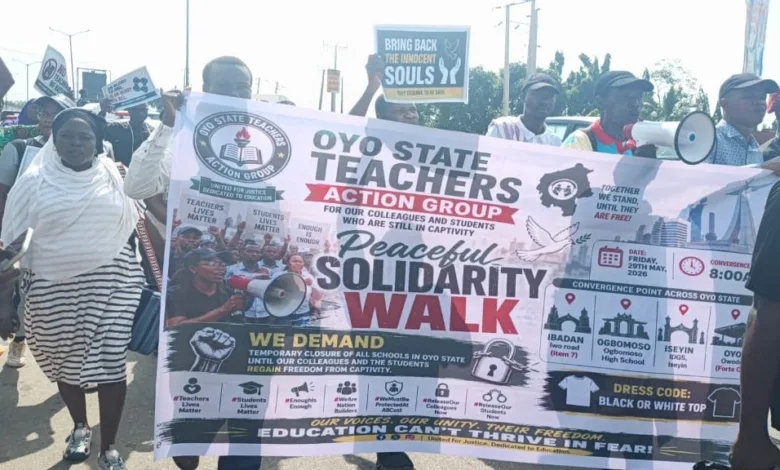 Oyo teachers stage protest over abducted colleagues, pupils 1 72f0000b cd8e 4a05 9cd3 3d9961aa241d