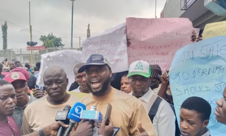 NURTW, RTEAN factions protest in Osun over alleged motor park violence 1 IMG 20260720 WA0006