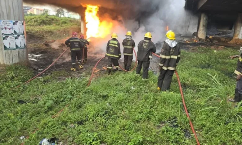 Lagos Fire Service quells tanker fire at Oredola bridge, begins safety operations 1 FB IMG 1792431892746