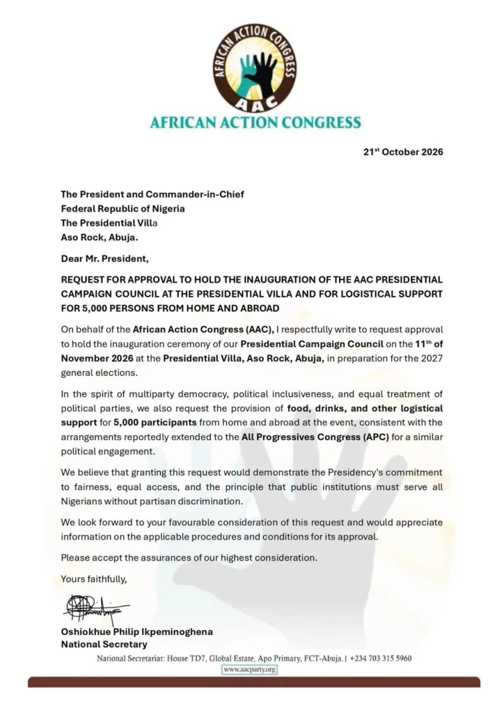 AAC asks Tinubu for Aso Rock venue, feeding, logistics for Sowore supporters 4 IMG 3802