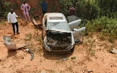 Motorists escape death as Camry plunges into ditch in Ondo 1 IMG 3948